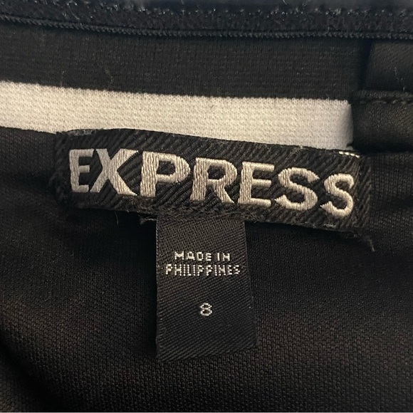 Express Women Sz 8 Black & White Striped Strapless Dress Fit & Flare Chic Style - Picture 4 of 8